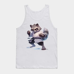 Kawaii Style Karate Master raccoon Tank Top